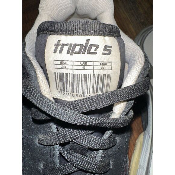 Balenciaga Triple S Black/Noir/Bordeaux/Burgundy Suede Nylon Men’s Size 6US - Picture 13 of 15